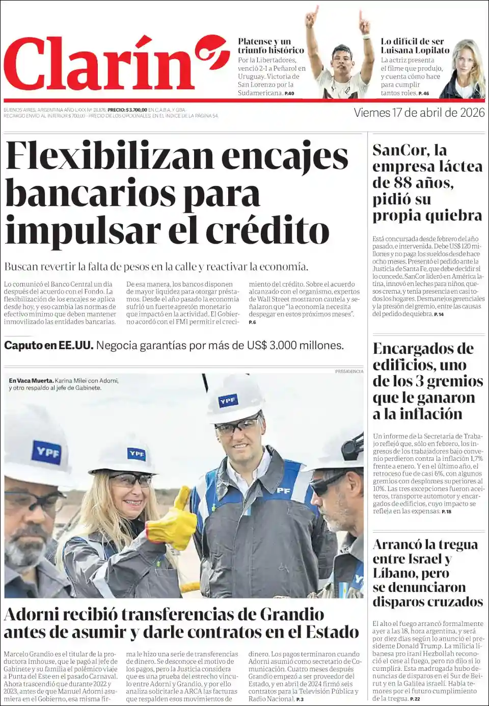 Evolucion Streaming | HCP Noticias - Tapa del diario Clarin