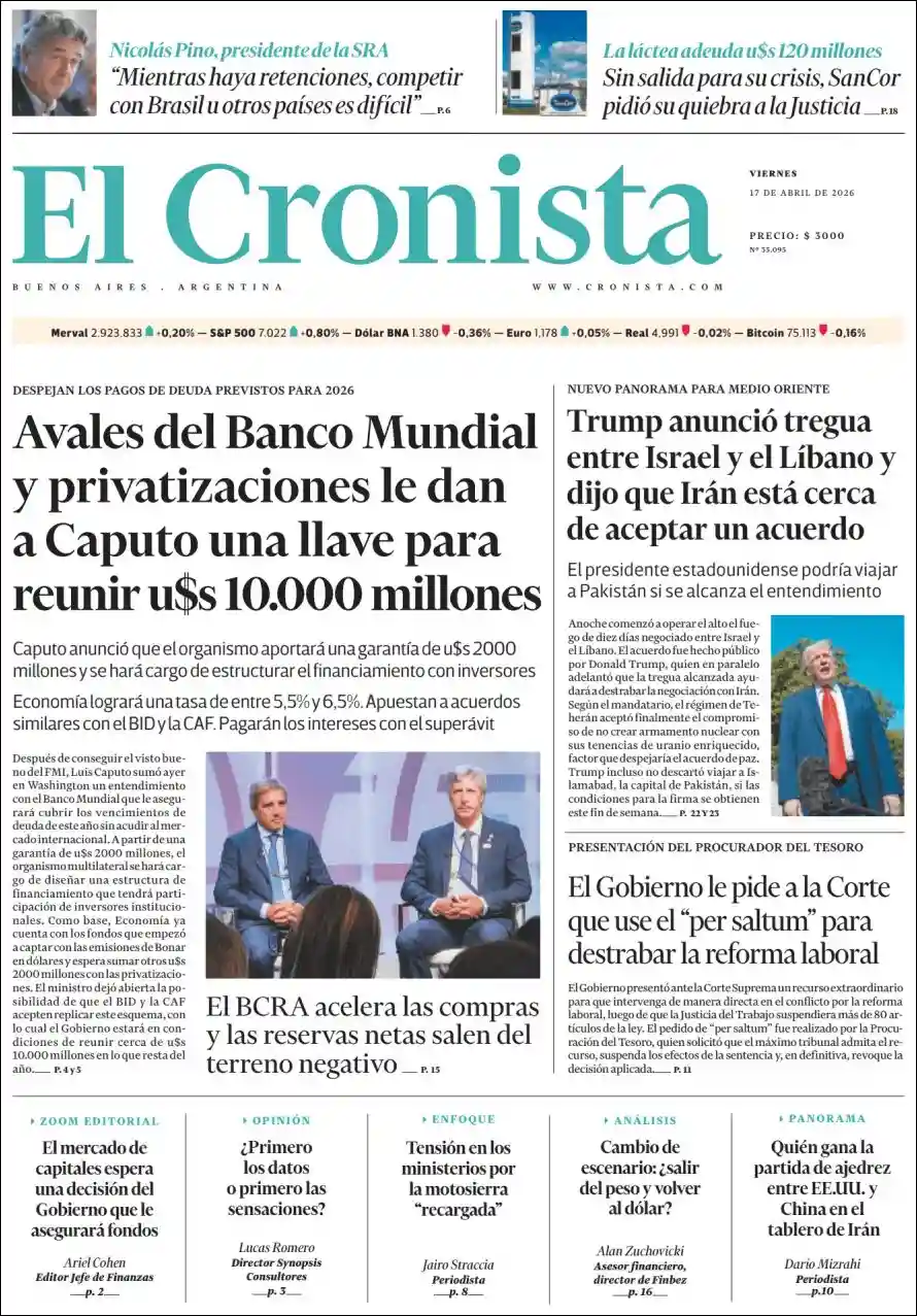 Evolucion Streaming | HCP Noticias - Tapa del diario Cronista