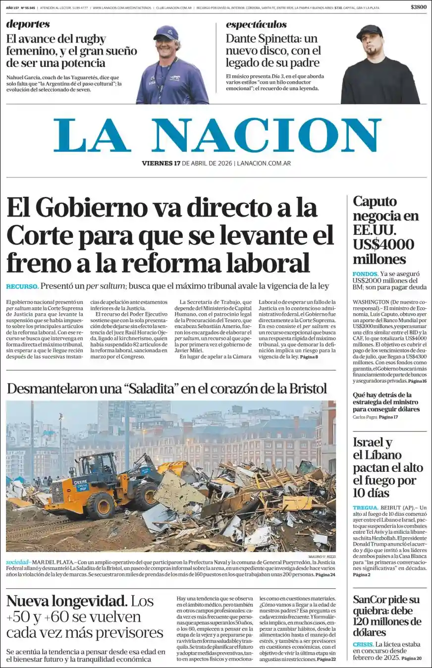 Evolucion Streaming | HCP Noticias - Tapa del diario Nacion