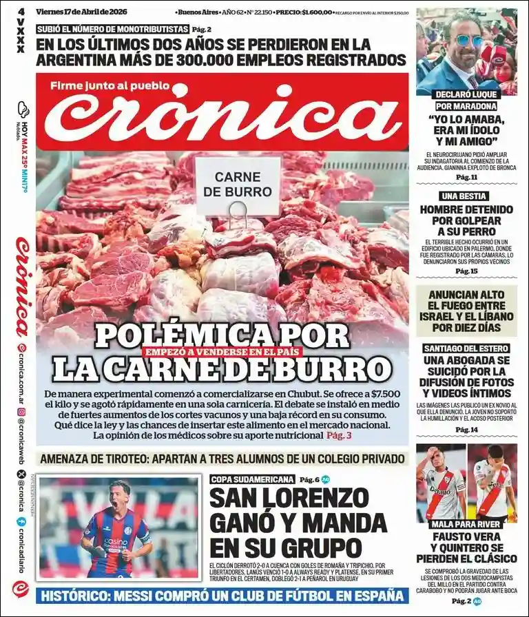 Evolucion Streaming | HCP Noticias - Tapa del diario Crónica